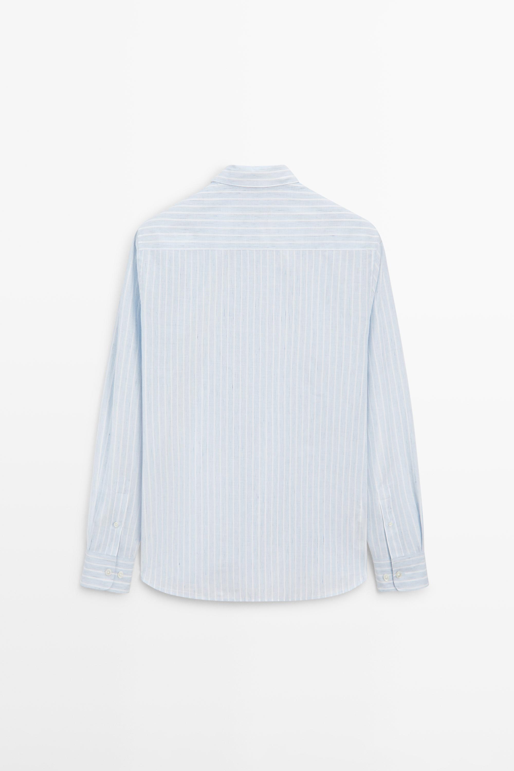 Cotton blend regular fit striped shirt